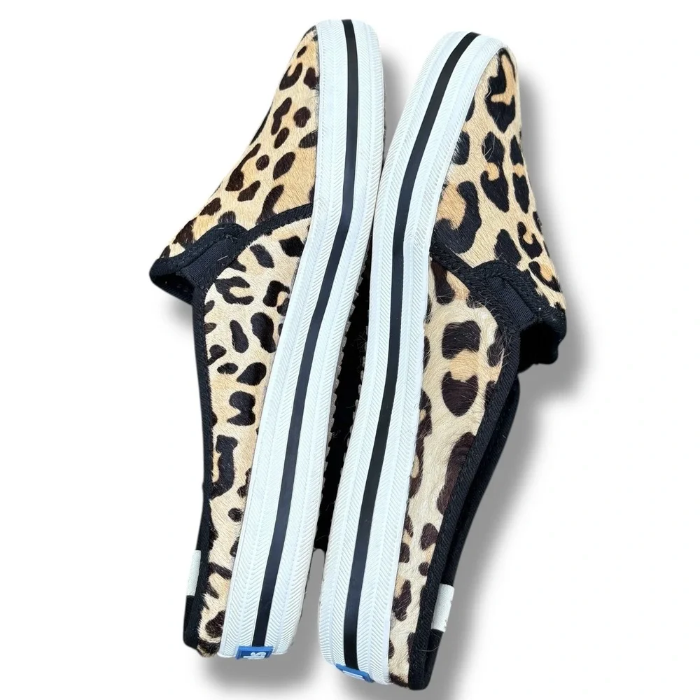 Kate Spade Keds Leopard Print Calf Hair‎ Double Decker Mule Sneakers Women